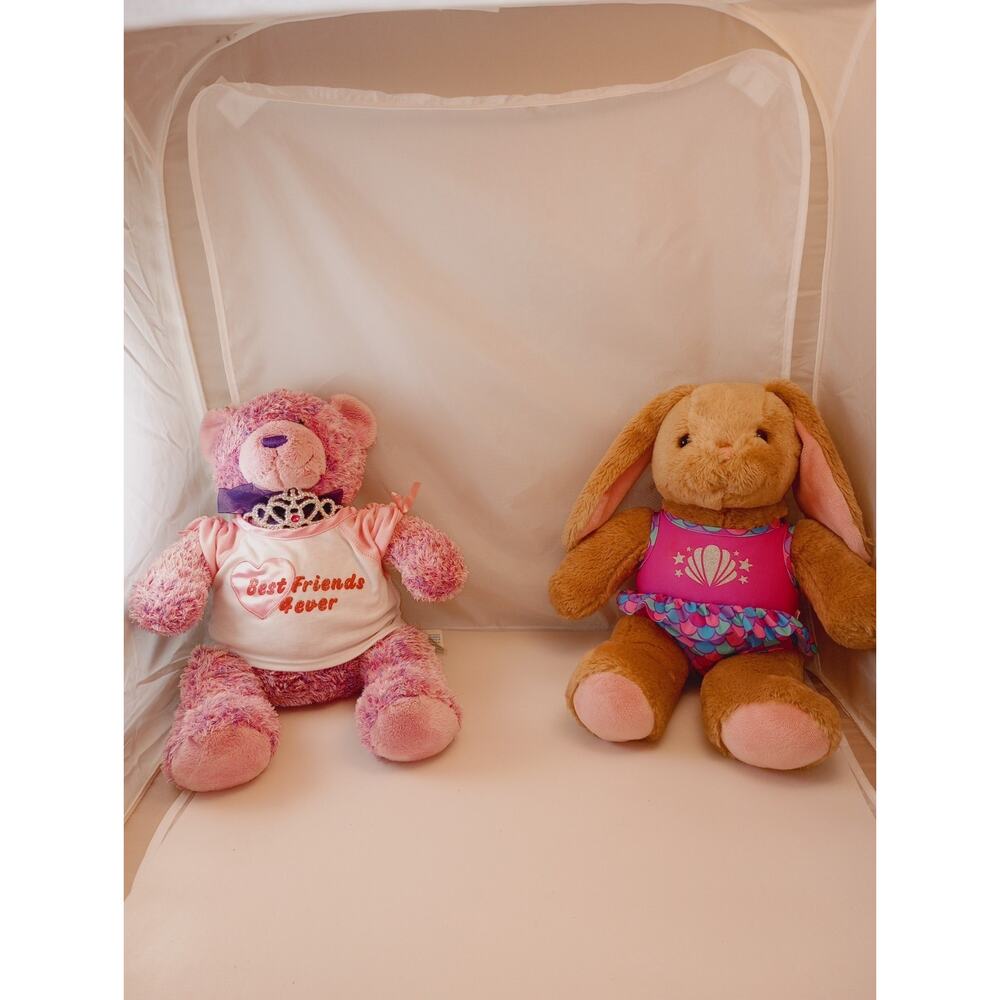 Build A Bear Clarice & Rudolph Bunny Rabbit Plush Tan & BF4 Ever Bear - Lot Of 2
